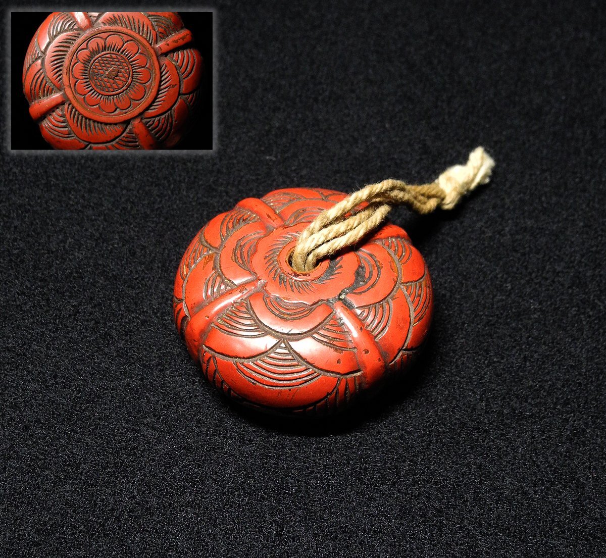 緑屋i■ 古美術品　堆朱　饅頭根付 根付　提げ物 時代物　i9/0803-3/29-5#60
