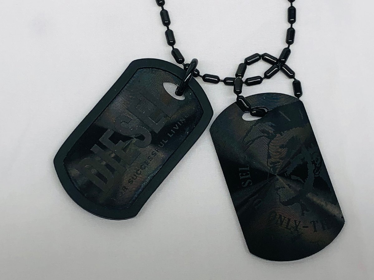 【良品】DIESEL ディーゼル ドッグタグ ネックレス ダブルプレート DIESELロゴ＆ブレイブマン