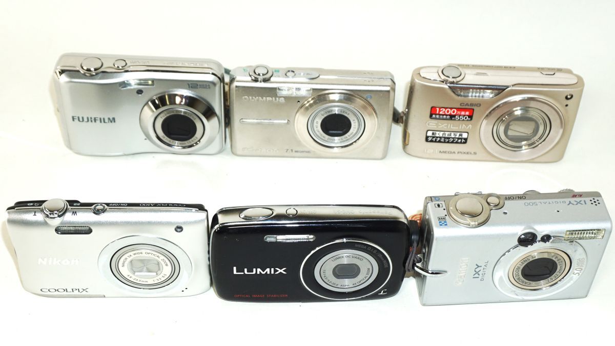 【未点検・未清掃】Canon / CASIO / FUJIFILM / Nikon / OLYMPUS / Panasonic　【デジタルカメラ6台セット】