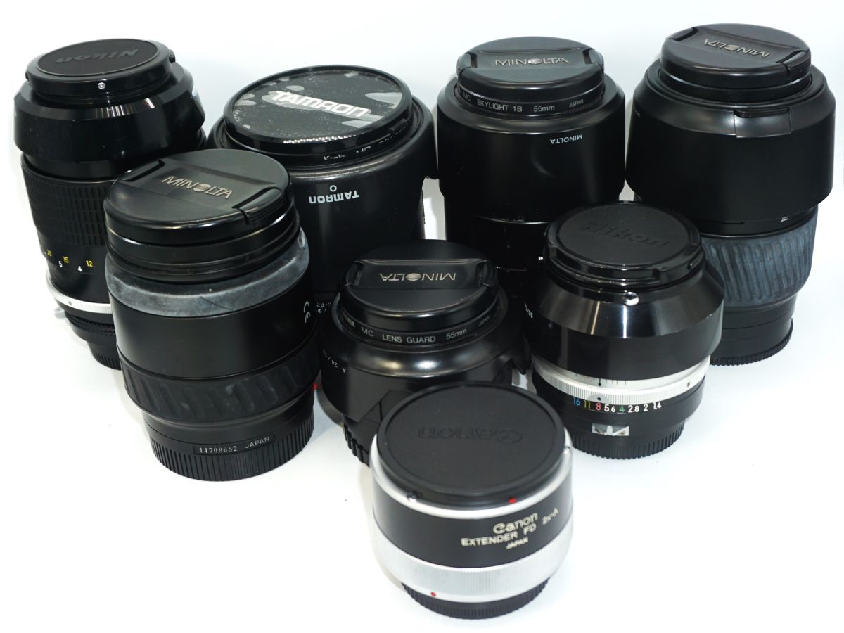 【未点検・未清掃】Canon / MINOLTA / NIKON / TAMRON キャノン / ミノルタ / ニコン / タムロン【レンズ8本セット】