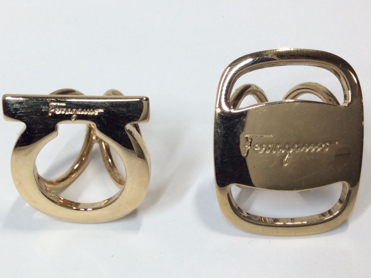 【中古アクセサリー】Salvatore Ferragamo フェラガモ ガンチーニ ヴァラ スカーフリング スカーフ留め 【2個セット】