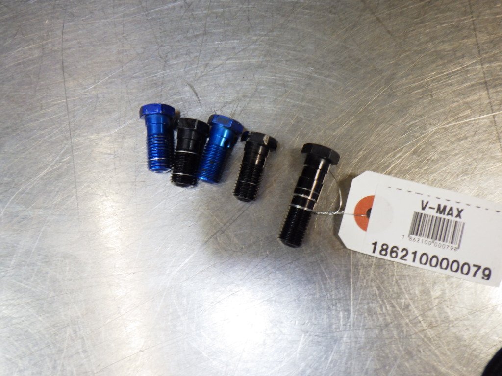 汎用♪アルミバンジョーボルト5個セット、黒と青☆M10x1.25