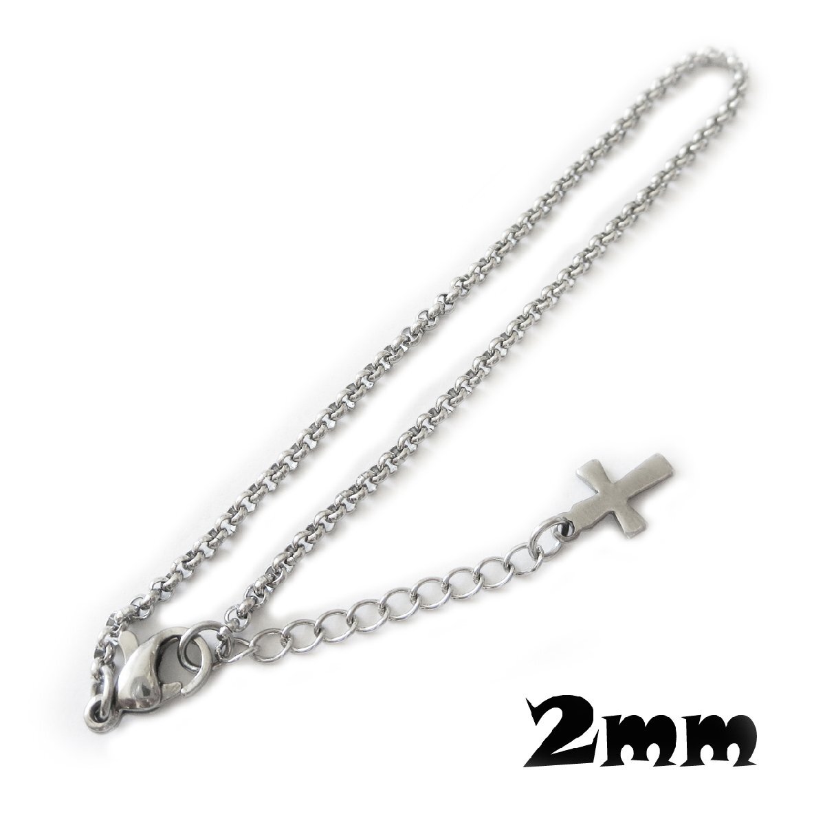 ステンレスアンクレット ロールェーン幅約2mm 28cm(24cm+4cmアジャスター) GN56