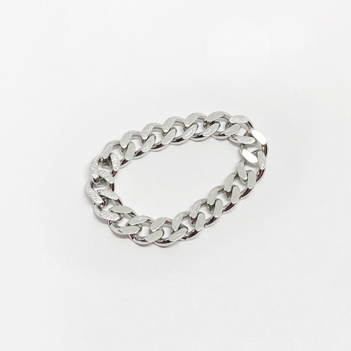 20号 チェーンリング/指輪 ステンレスチェーンリング シングル喜平2面カット 約3.7mm