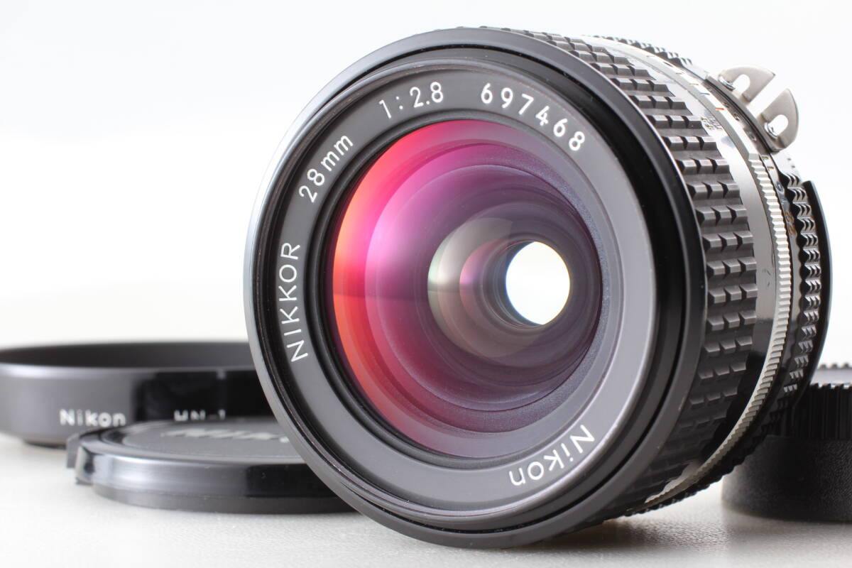 【美品/フード付】Nikon Ai-S NIKKOR 28mm F2.8 広角単焦点レンズ 動作良好 EF-2255