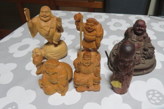 恵比寿　大黒　布袋　木彫　七福神　インテリア　置物　オブジェ
