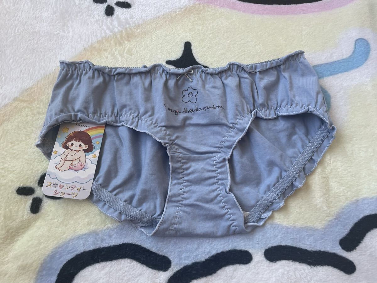 ショーツ パンティ　コットン　下着　インナー　160-Mサイズ　水色 リボン付き インゴム タグ付き 新品