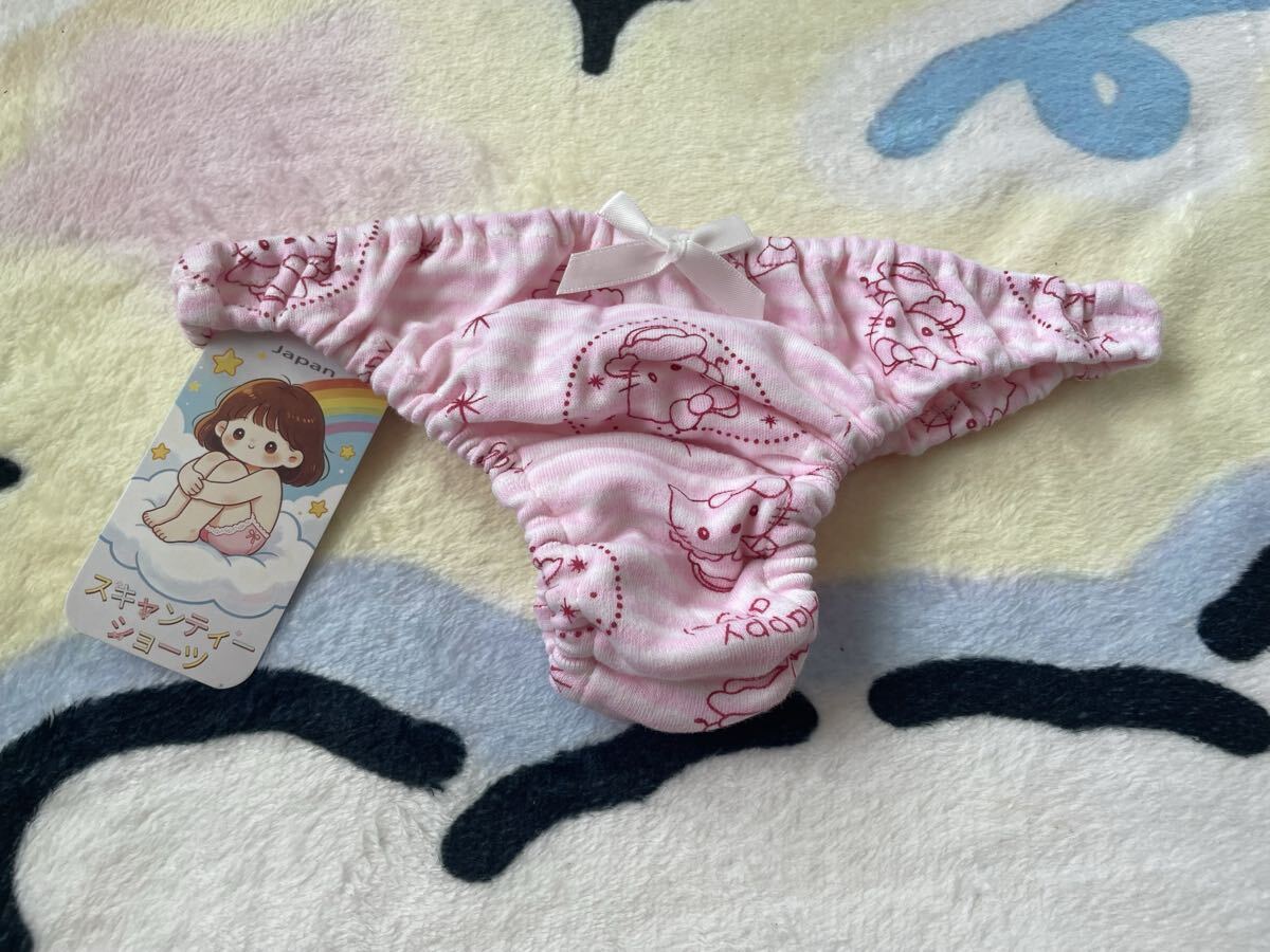 スキャンティ Tバック　パンティ　ショーツ ハローキティ ピンク リボン付き コットン 新品タグ付き