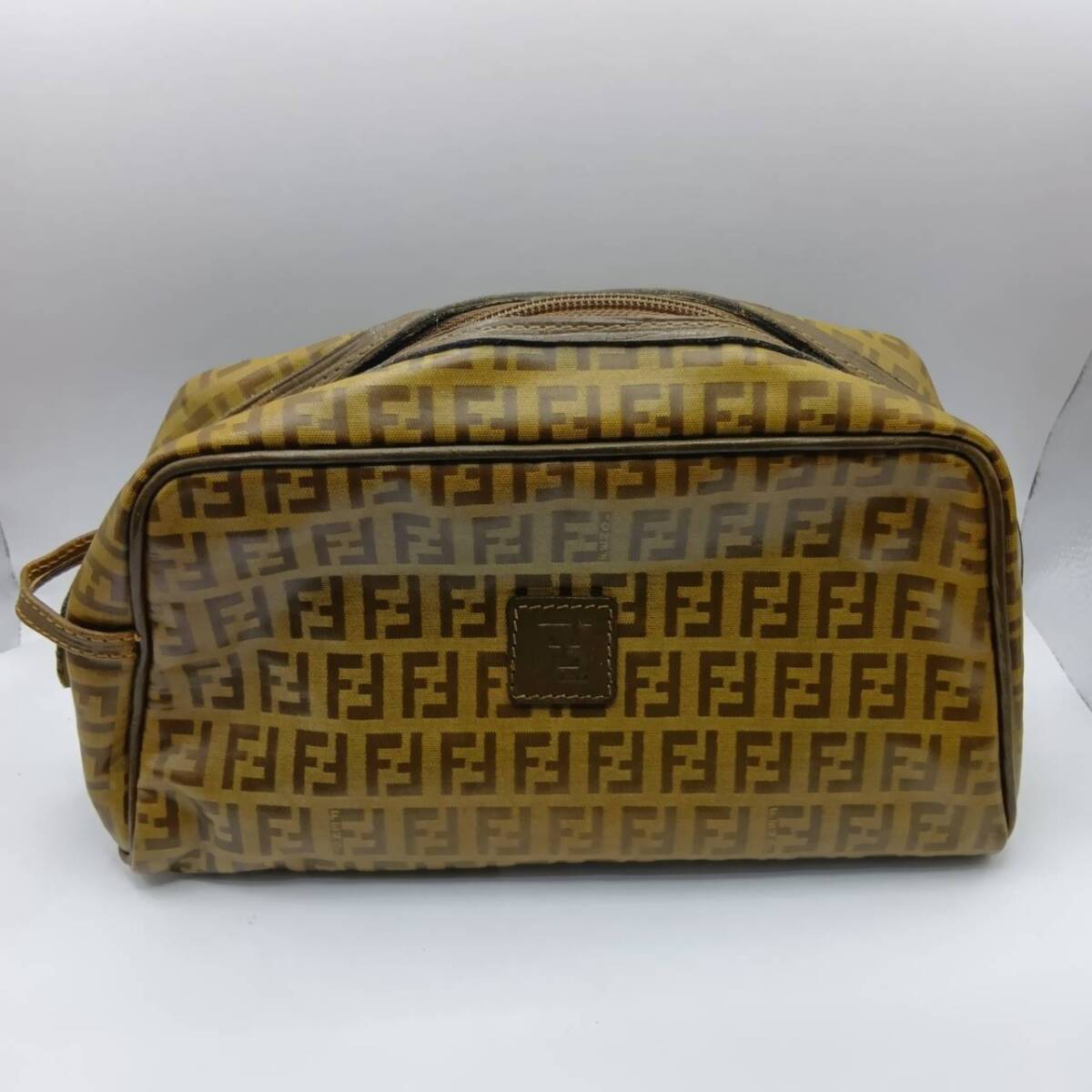 Fendi FFロゴ ズッカ柄　ブラウン ポーチ　