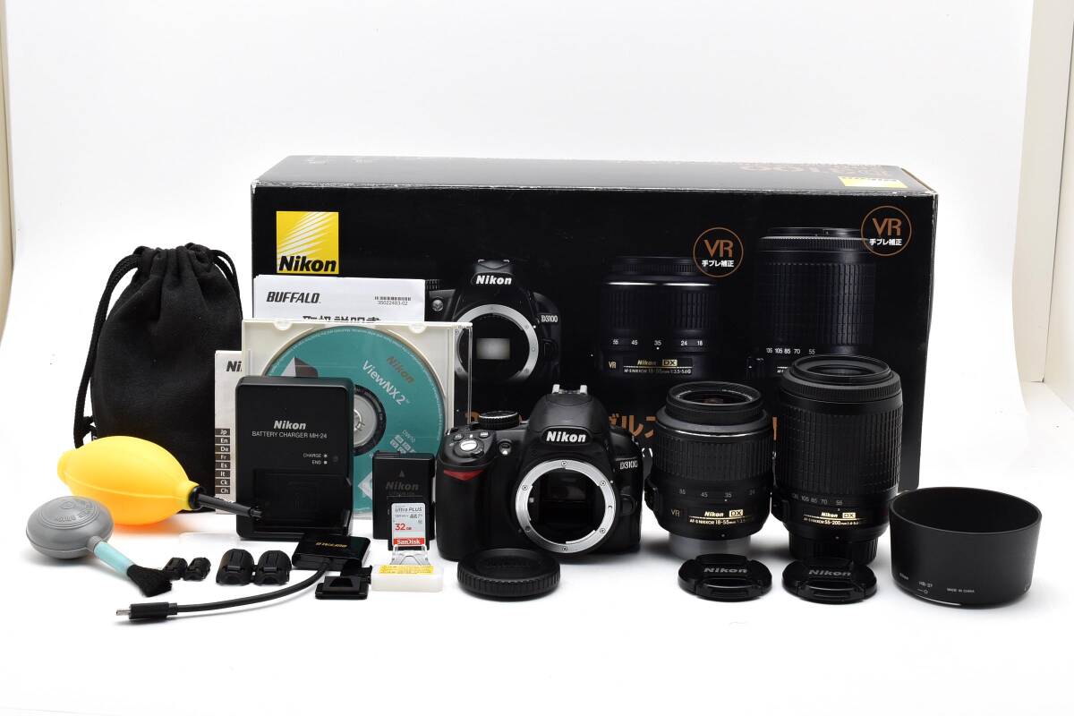 ニコン　Nikon D3100 ダブルレンズキット 《元箱、付属品多数》 ＃A861-1207M10002682