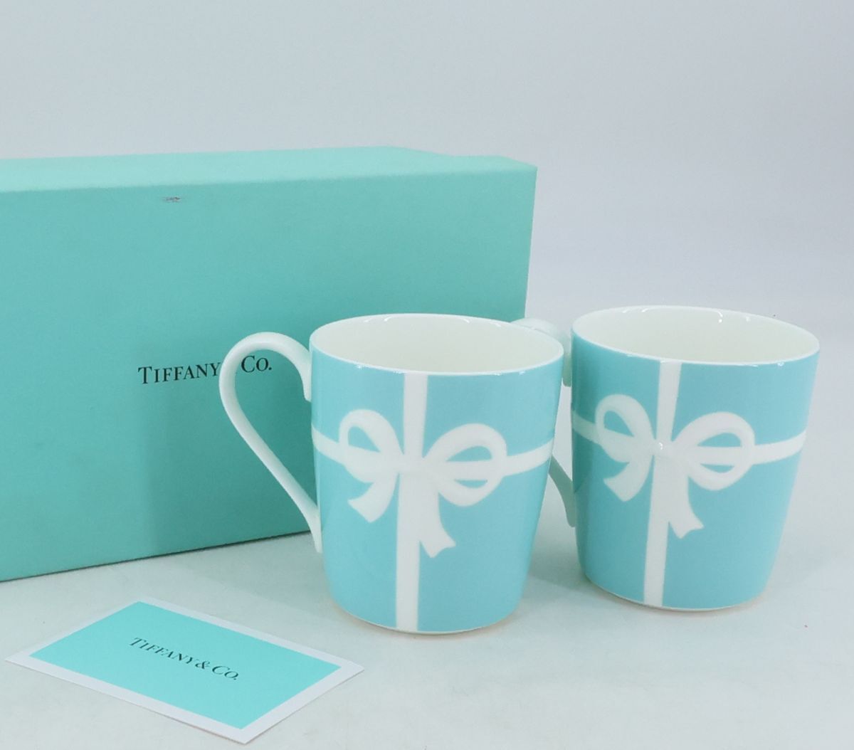 e5510 未使用【TIFFANY＆Co.】ティファニー　ブルーリボン　ペア　マグカップ　未使用保管品