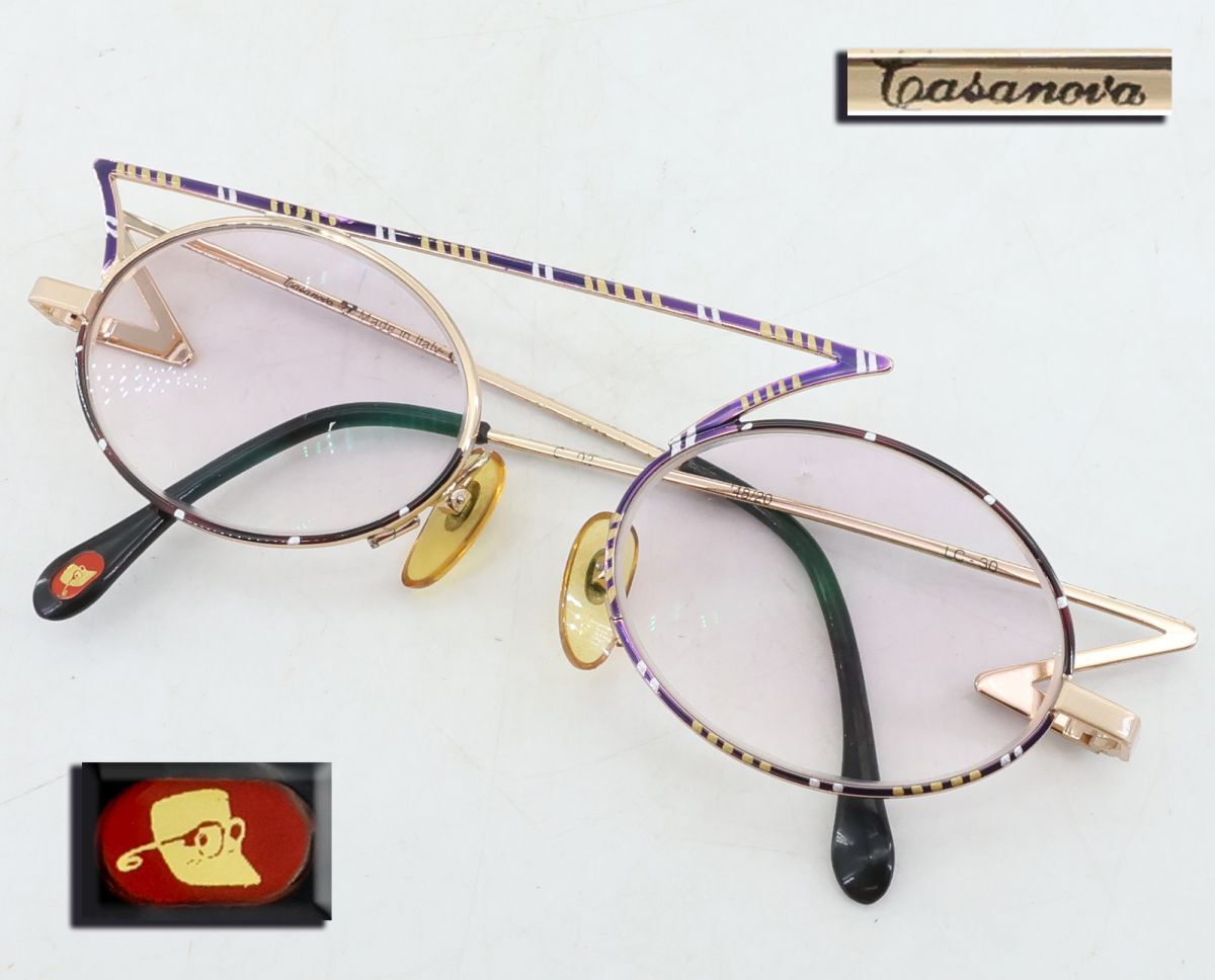 e5508 ヴィンテージ【Casanova LC30】カサノヴァ　眼鏡フレーム　左右非対称　度入り　イタリア製