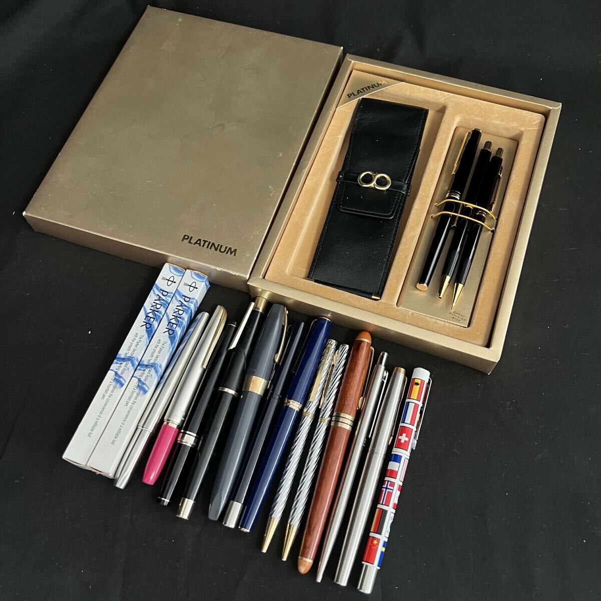 R 万年筆 ボールペン まとめ 16本 pilot platinam sailor Mont Blanc Parker ペン先 14k 21k 18k インク切れ R26073014