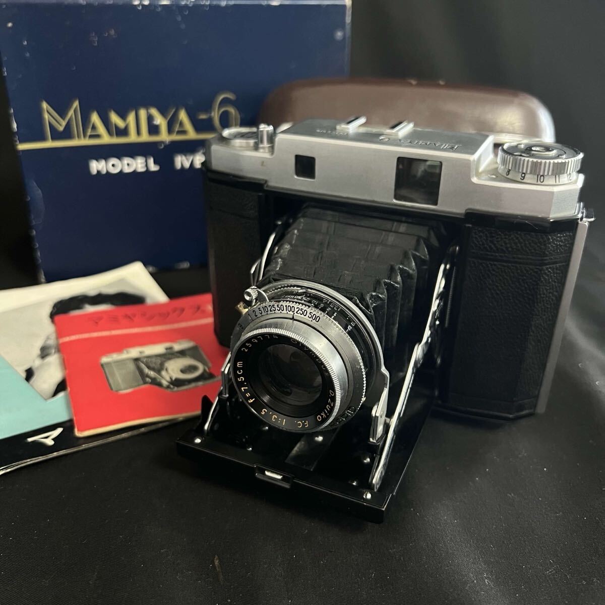 R MAMIYA-6 MODEL IV B Olympus D.Zuiko F.C 1:3.5 f=7.5cm 蛇腹 中判フィルムカメラ 箱/ケース/取り扱い説明書付 R26080350