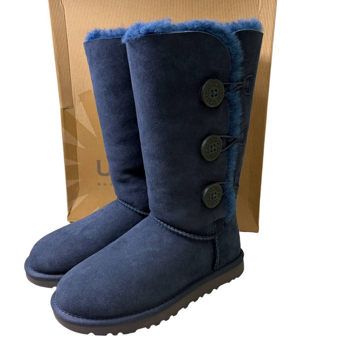 UGG　ムートンブーツ　ベイリーボタン　ネイビー US6 23㎝