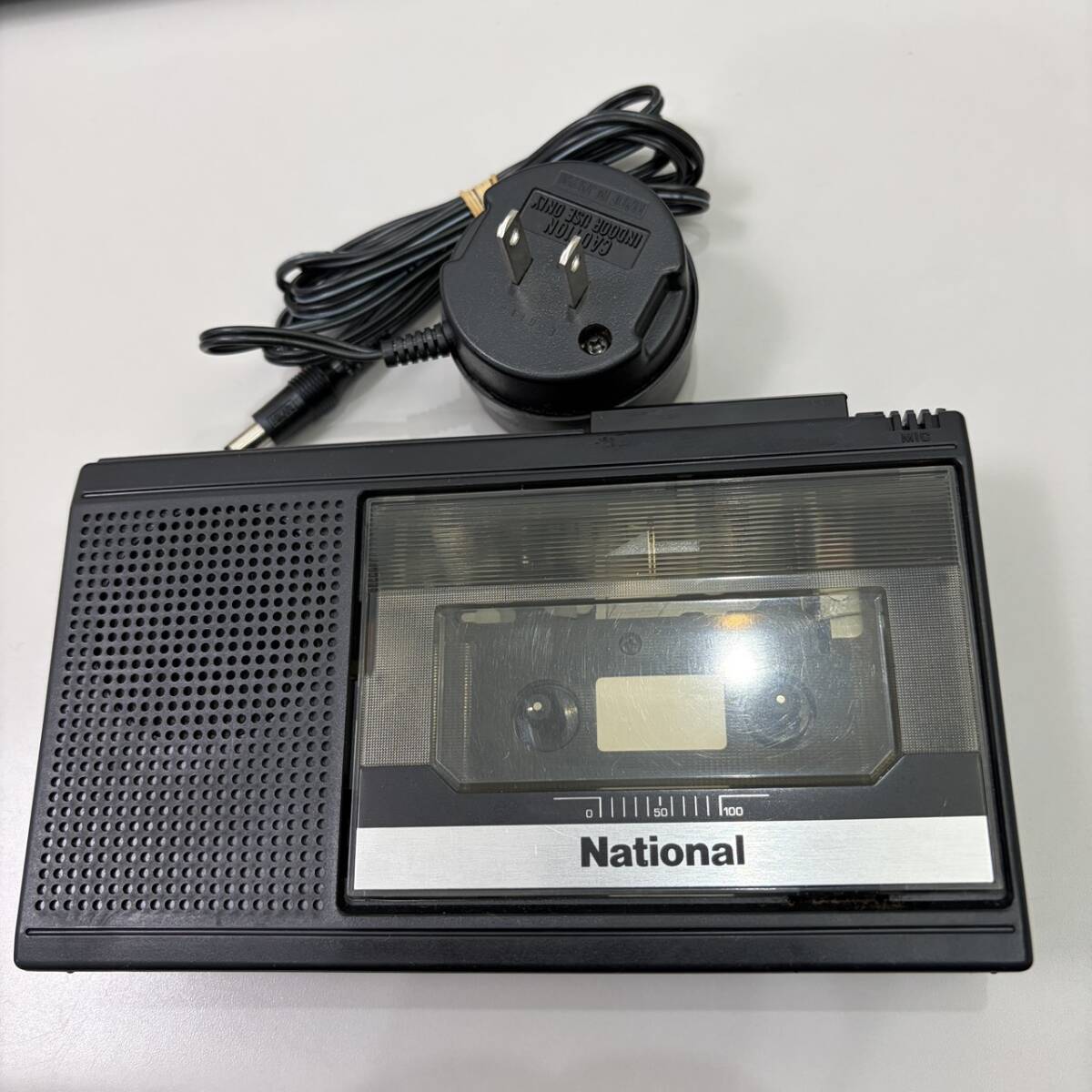 Nation カセットテープレコーダー　 RQ-341　ナショナル　アダプター付き　通電確認済み　レトロ　希少　入手困難