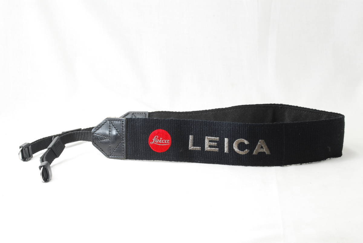 ☆LEICA ライカ 純正 刺繍文字 カメラ ストラップ 黒色(ブラック)×赤色(レッド)×銀色(シルバー)金具付き ネック ショルダー M型金具☆