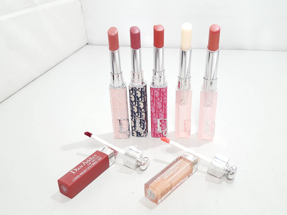 【美品】Christian Dior クリスチャンディオール Addict アディクト リップコスメ 合計7点/マキシマイザー/グロス/バーム/口紅/05AK080705