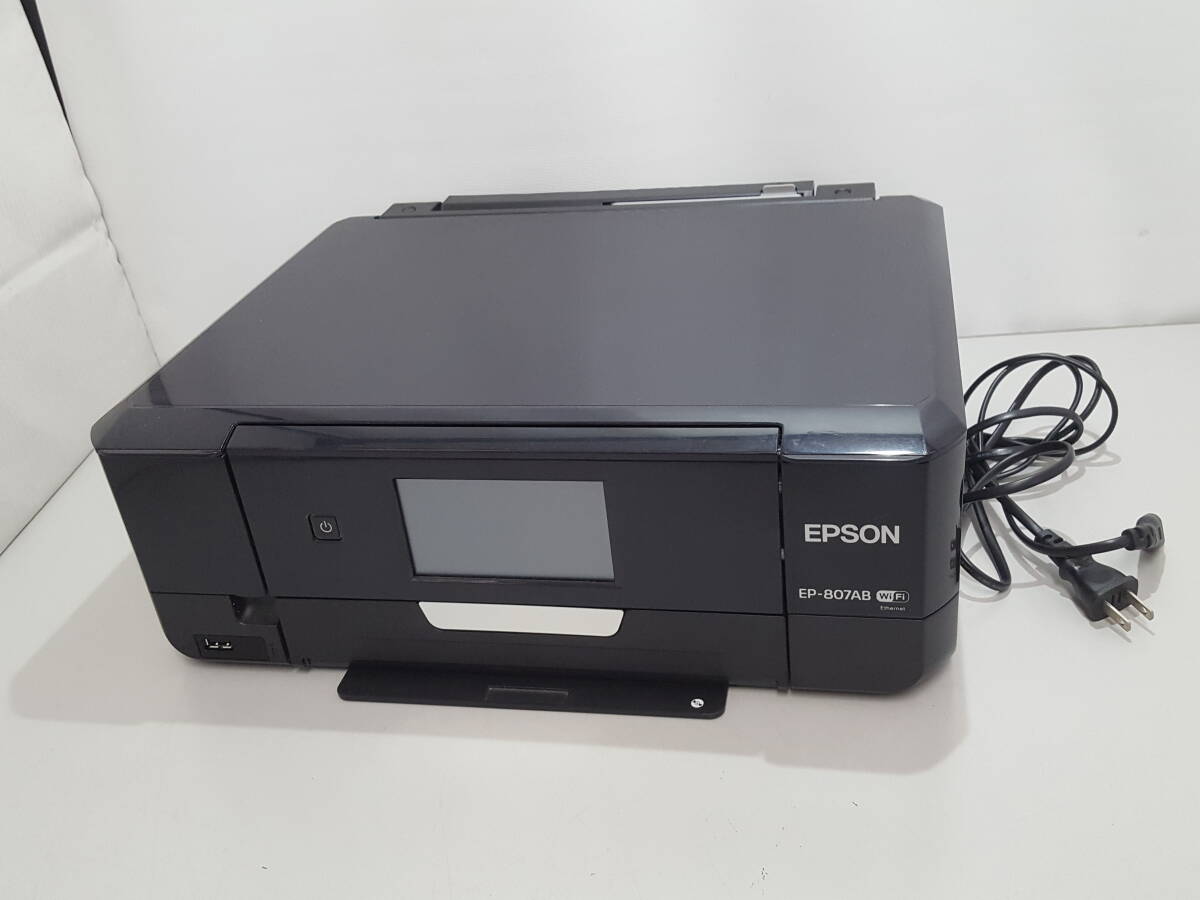 【作動不明 ジャンク品】EPSON エプソン EP-807AB インクジェット 複合機/ブラック/約12×39×34cm/コピー/スキャナ/06KO080904-10