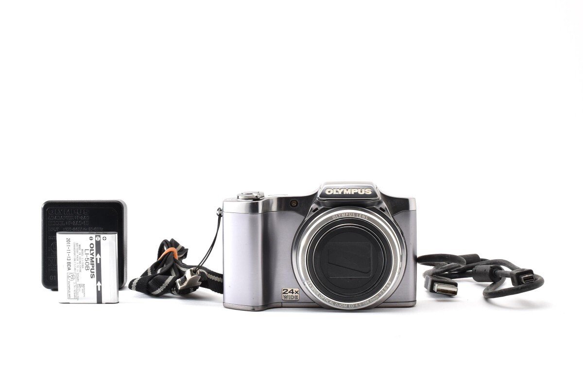 1円スタート　極美品 OLYMPUS SZ-14 シルバー コンパクトデジタルカメラ デジカメ コンデジ オリンパス 動作確認済　R20