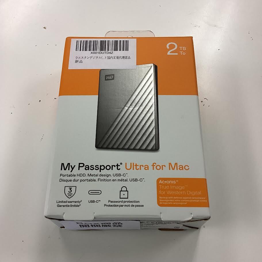 ウエスタンデジタル WD HDD Mac用ポータブル ハードディスク My Passport Ultra for Mac 2TB USB TYPE-C WDBKYJ0020BSL-WESN 