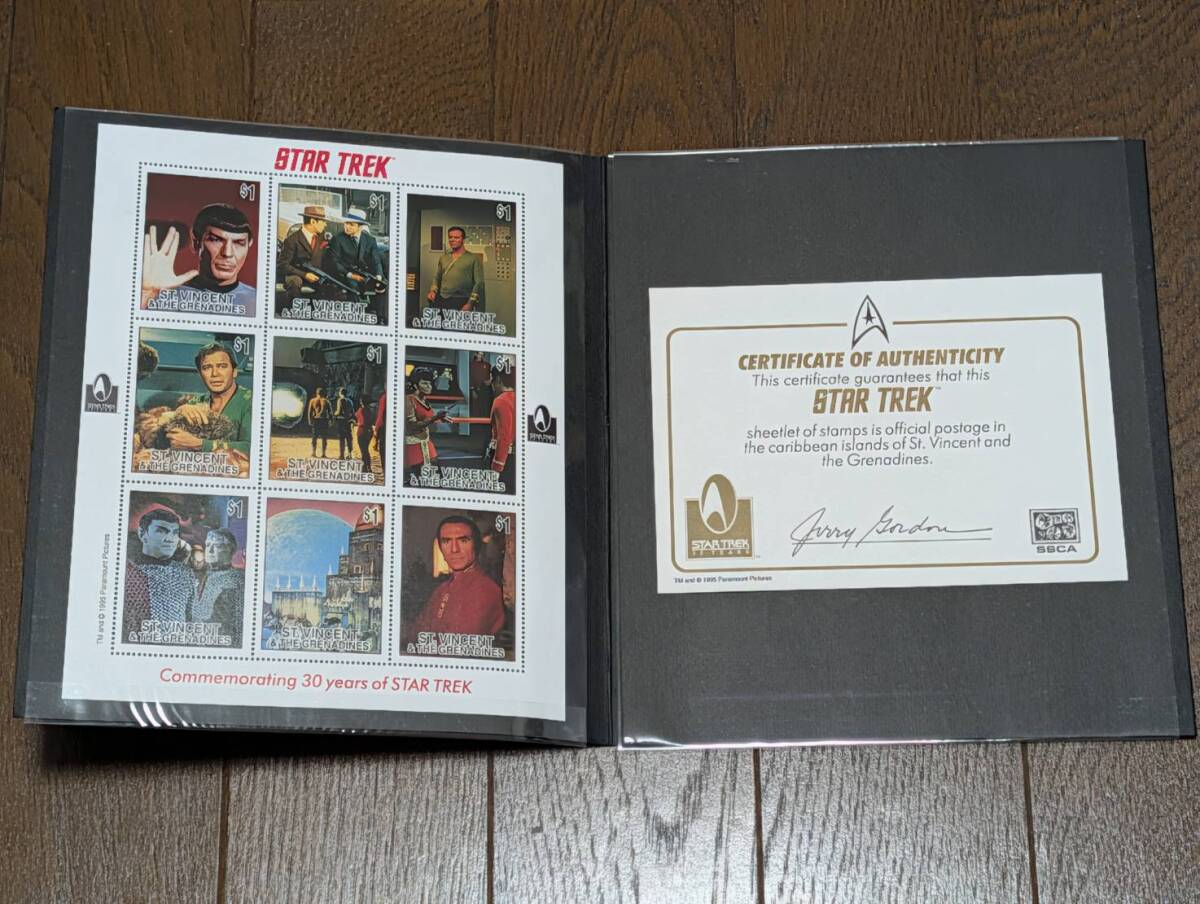 【美品・認定書付】 スタートレック 30周年記念 公式切手シート 1995年 TOS 宇宙大作戦 9枚組 STAR TREK ST.VINCENT STAMPS
