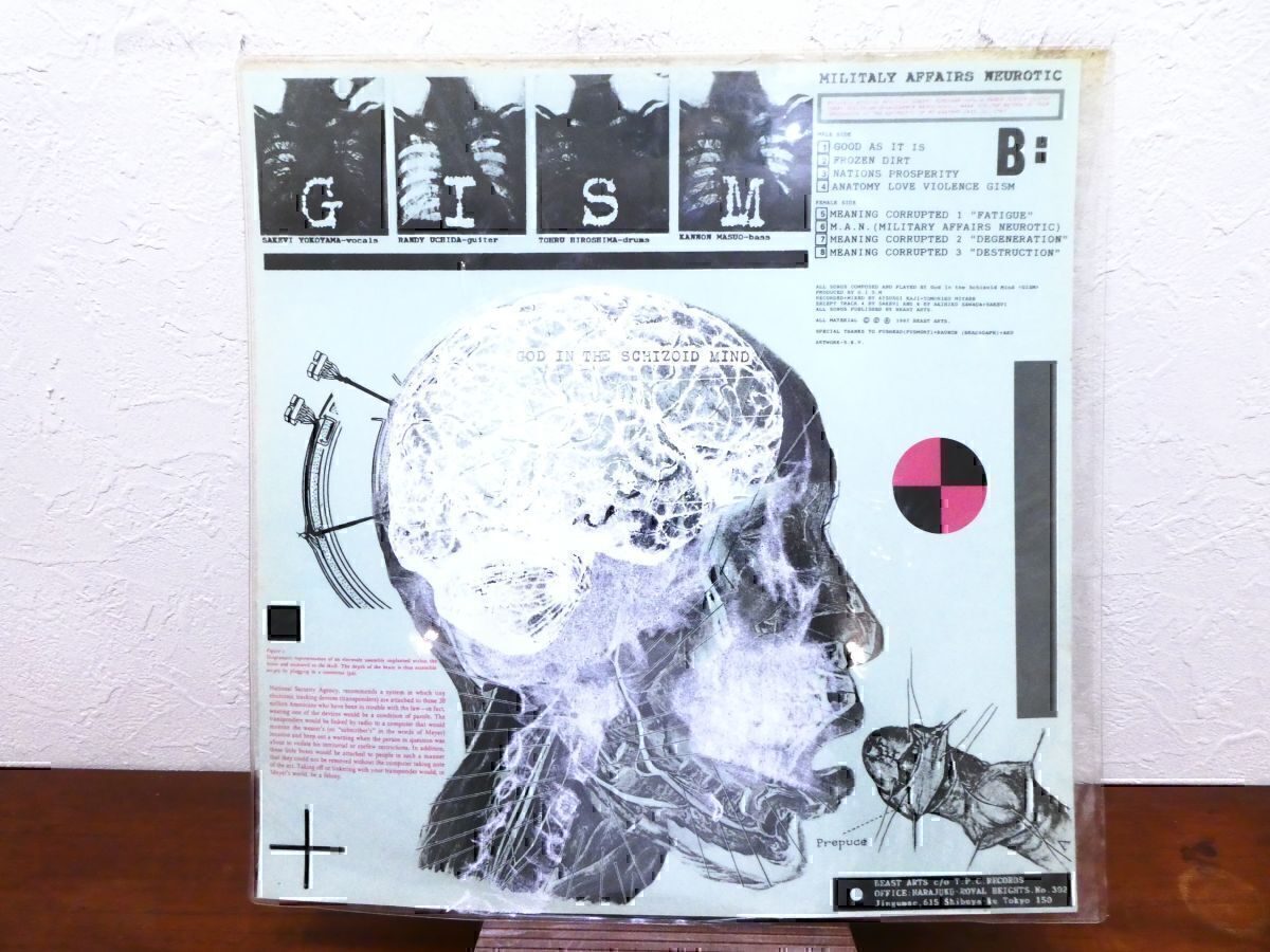 S) G.I.S.M. ギズム 「 MILITALY AFFAIRS NEUROTIC 」 LPレコード/Purple盤 BEAST ARTS original press ※HARDCORE @80 (A-163)
