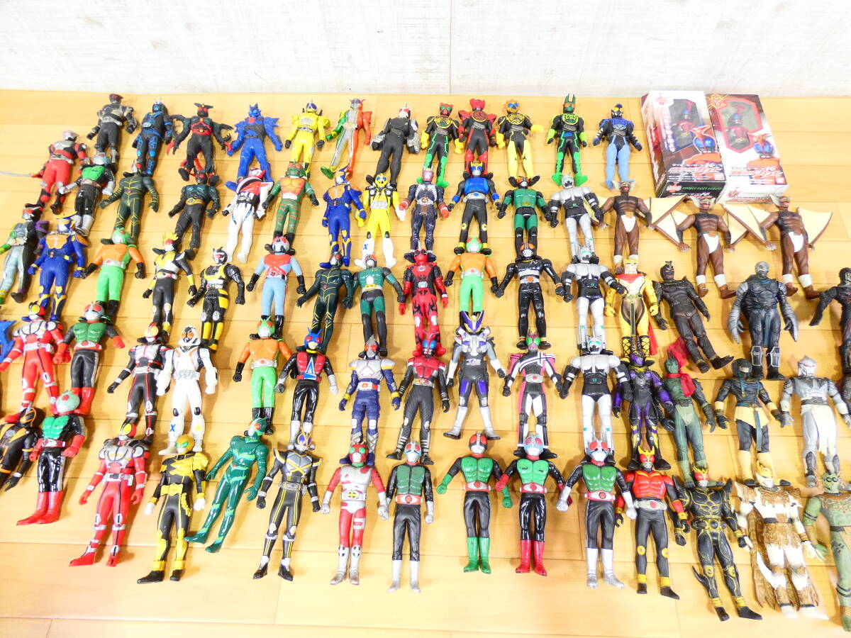 (S)◎ジャンク バンダイ 仮面ライダーシリーズ ライダー＆敵キャラ ソフビ人形 旧サイズ 大量セット まとめて おまけ付き 約3.5kg ＠100(7)