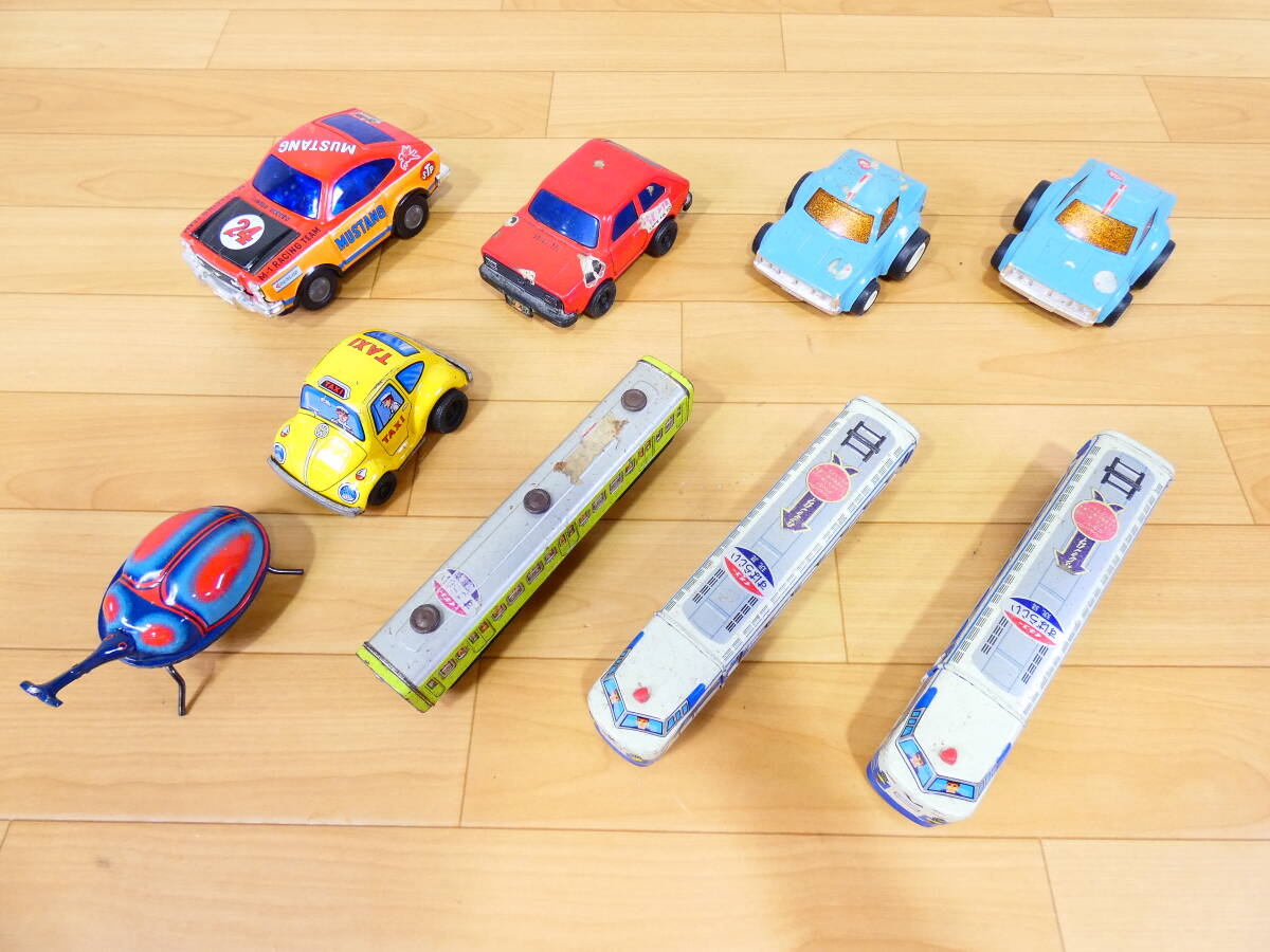 (S)◎ジャンク　イチコーなど　レトロ玩具　ブリキ玩具　電車/車/虫　９点セット　まとめて　約1.2kg　汚れあり　＠８０(7)