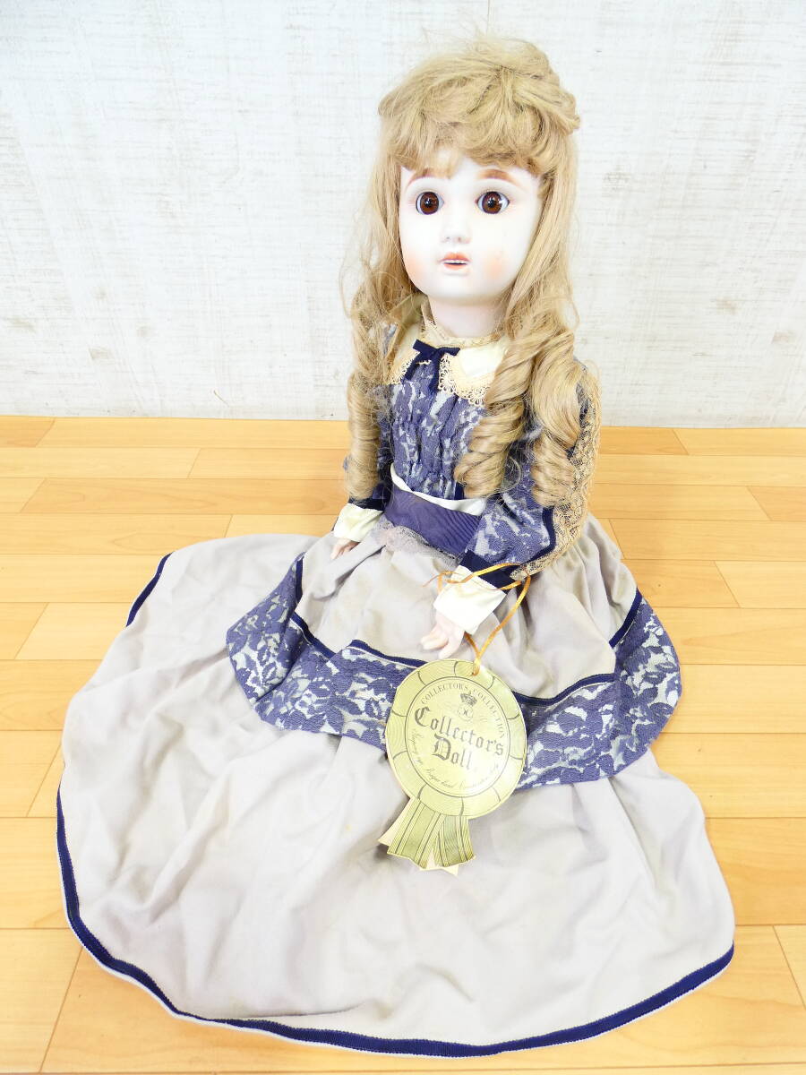 ◎ジャンク 女の子人形 大型 ビスクドール コレクターズドール 関節可動 約70cm ビスクヘッド/コンポジションボディ タグ付き ＠120(7)