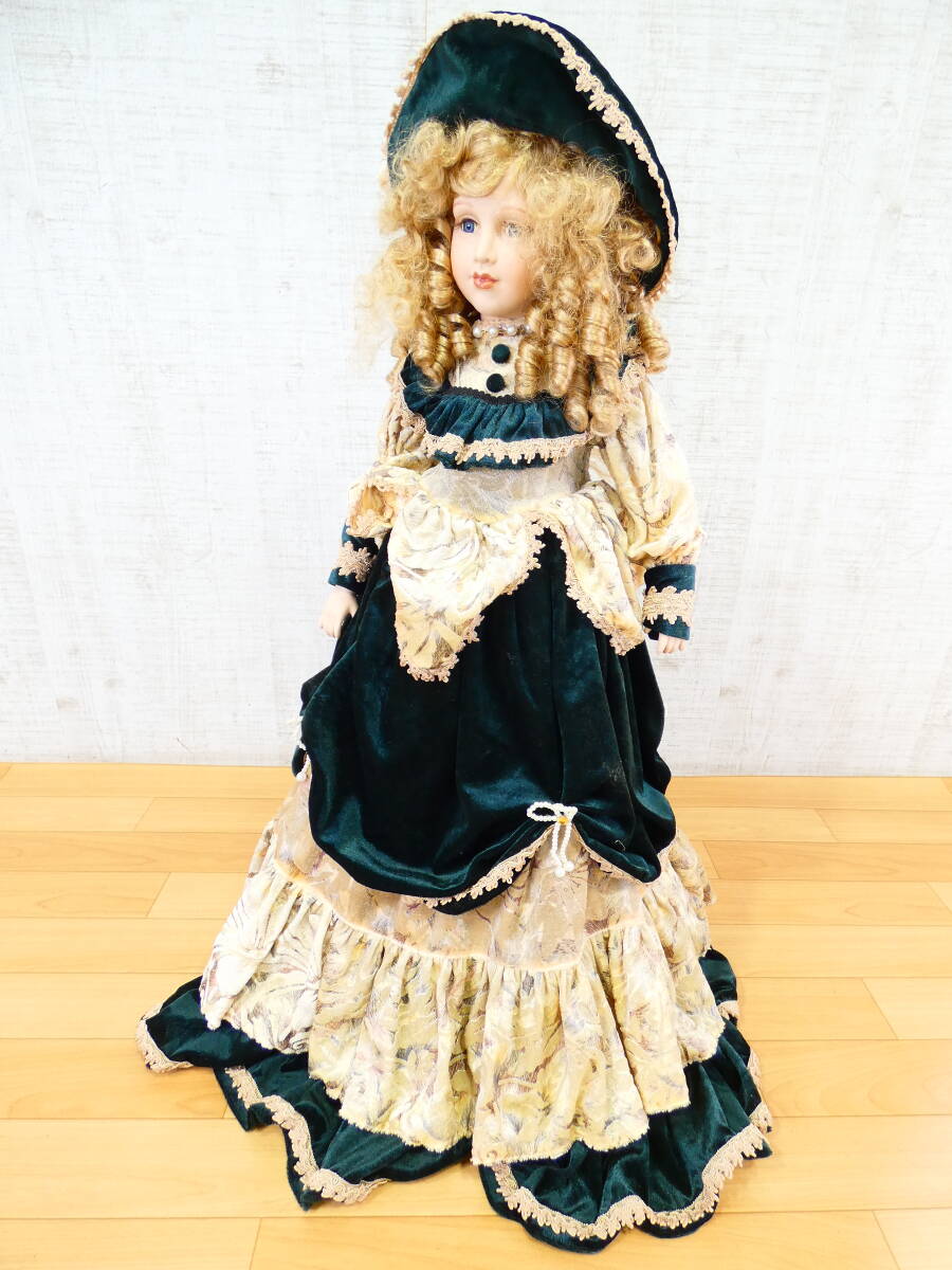 ◎ジャンク 女の子人形/西洋人形 大型 ビスクドール/ポーセリンドール SFK-68 全長約77cm スタンド付き 汚れあり 詳細不明 ＠140(7)