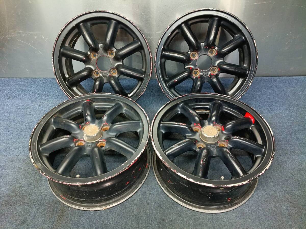 ★希少品★塗装 ブラックレーシング 14×6J +40 4H-100 4本セット ロードスター・ミラ・アルト等