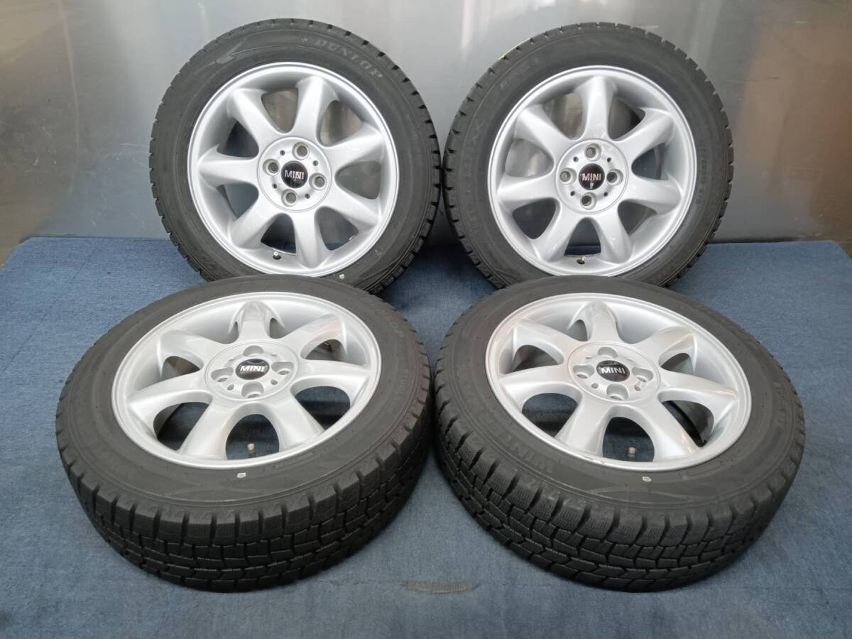 ★9分山★20年製★ ダンロップWINTER MAXX WM02 195/55R16　BMW MINI純正ホイール 16×6.5J +48 4H-100 4本セット スタッドレス　A116