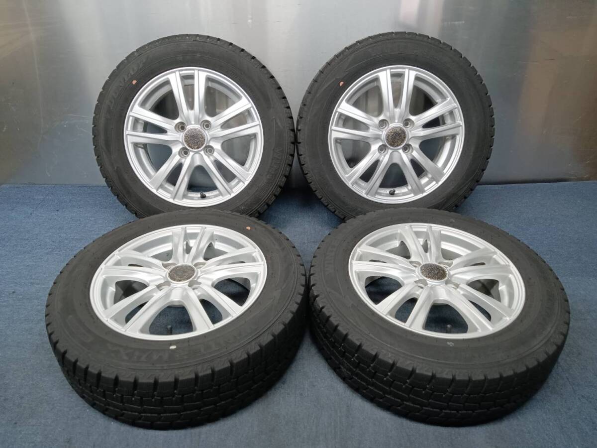 ★8分山★23年製★ ダンロップWINTER MAXX WM02 175/65R14　社外ホイール 14×5.5J +45 4H-100 4本セット スタッドレス　A174