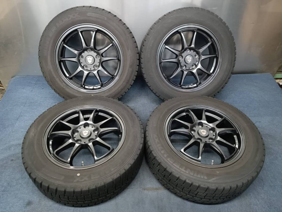 ★8-8.5分山★22年製★ ダンロップWM02 205/60R16　社外ホイール 16×6.5J +45 5H-114.3 スタッドレス ステップワゴン・アクセラ等　A218