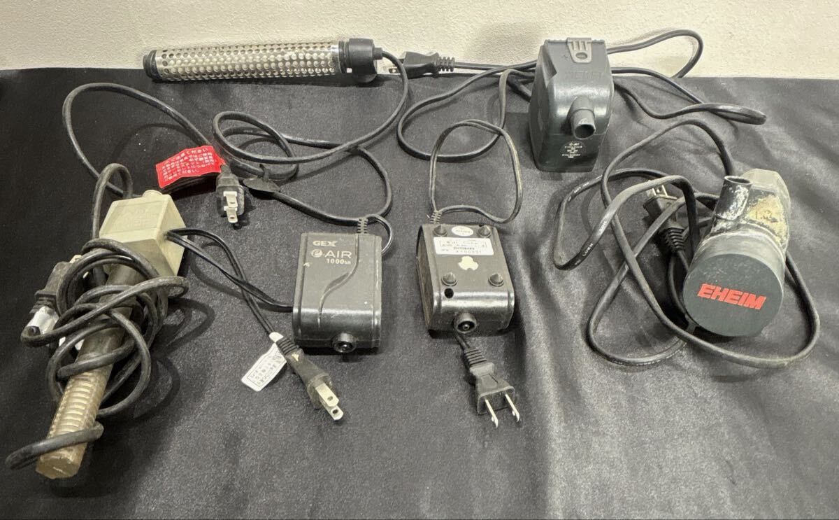 80 7.30 No.25 水槽グッズまとめ　一点以外通電確認品　6点　JET 交換用ヒーター220 イーエアー．1000SB GEX EHEIM多数