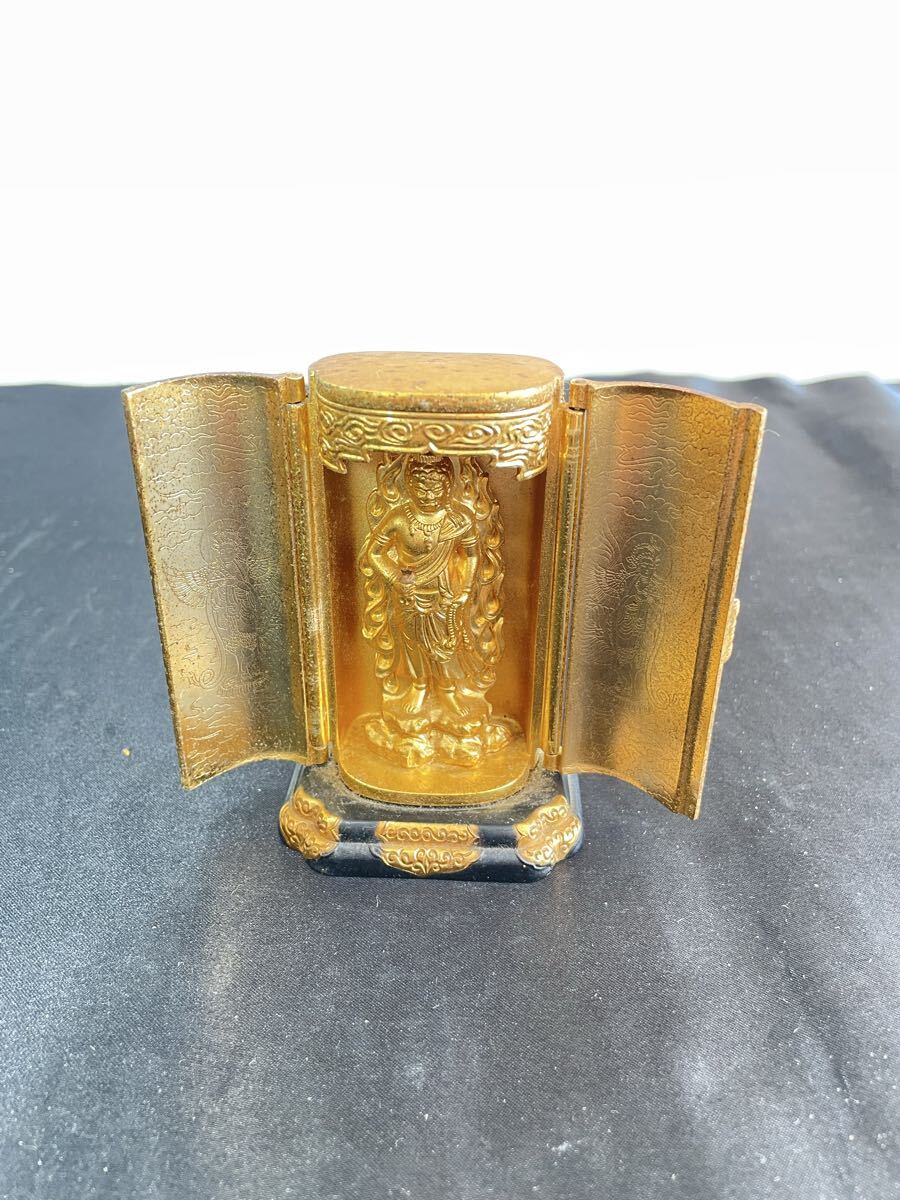 プラス　8.17.23 お83 現状品】厨子付き 不動明王 仏像 置物（経年傷みあり）