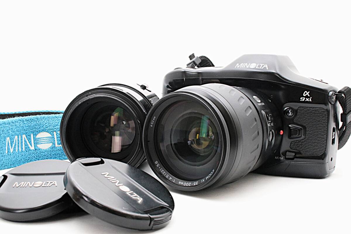 【完動品】MINOLTA α 9xi MINOLTA AF ZOOM XI 35-200mm F4.5-5.6 MINOLTA AF MACRO 100mm F2.8 フィルム 一眼レフ カメラ AF