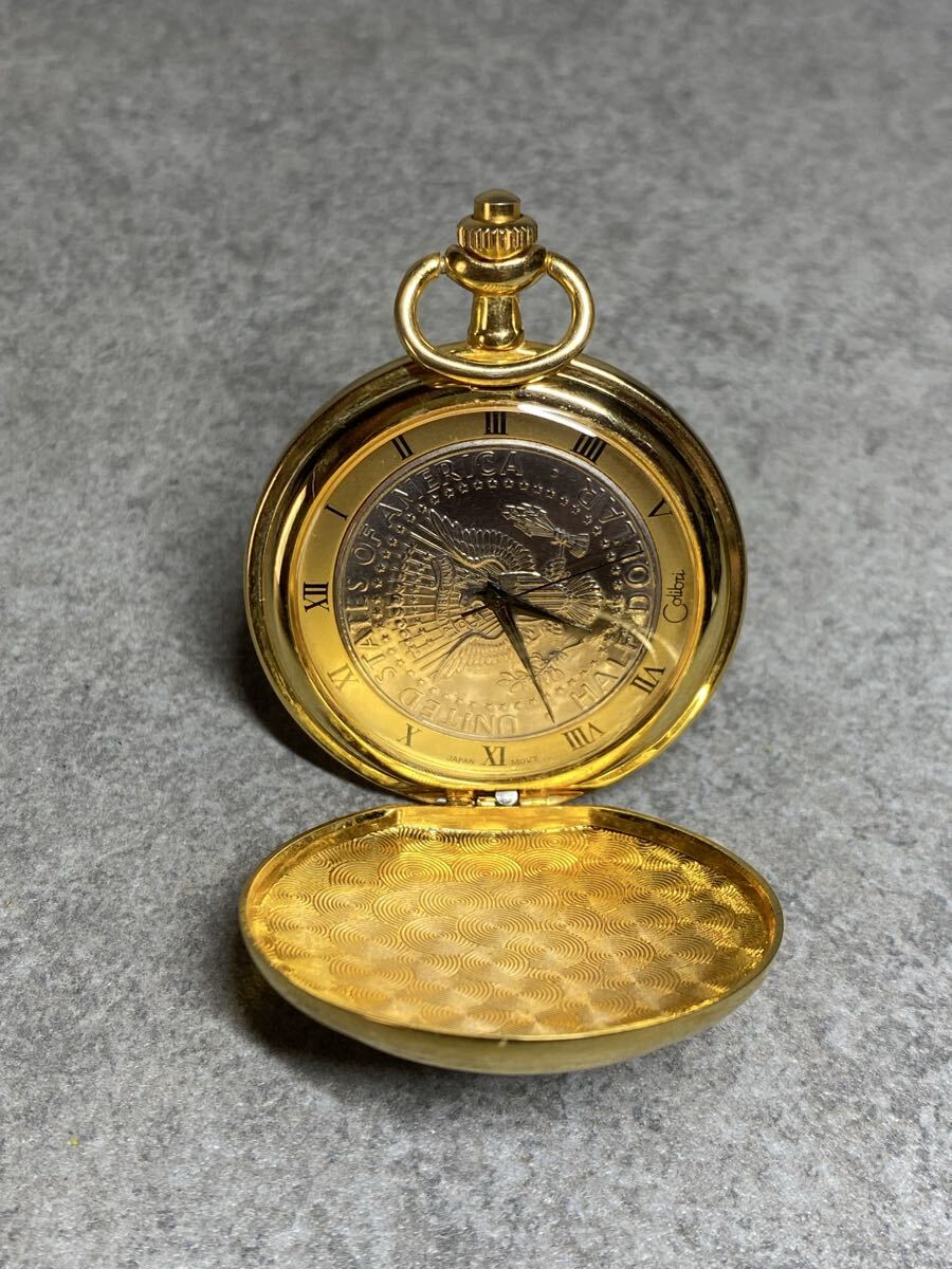 Colibri コリブリ　ハーフダラー　コイン　懐中時計　稼働品　コインウォッチ　HALF DOLLAR ゴールドカラー