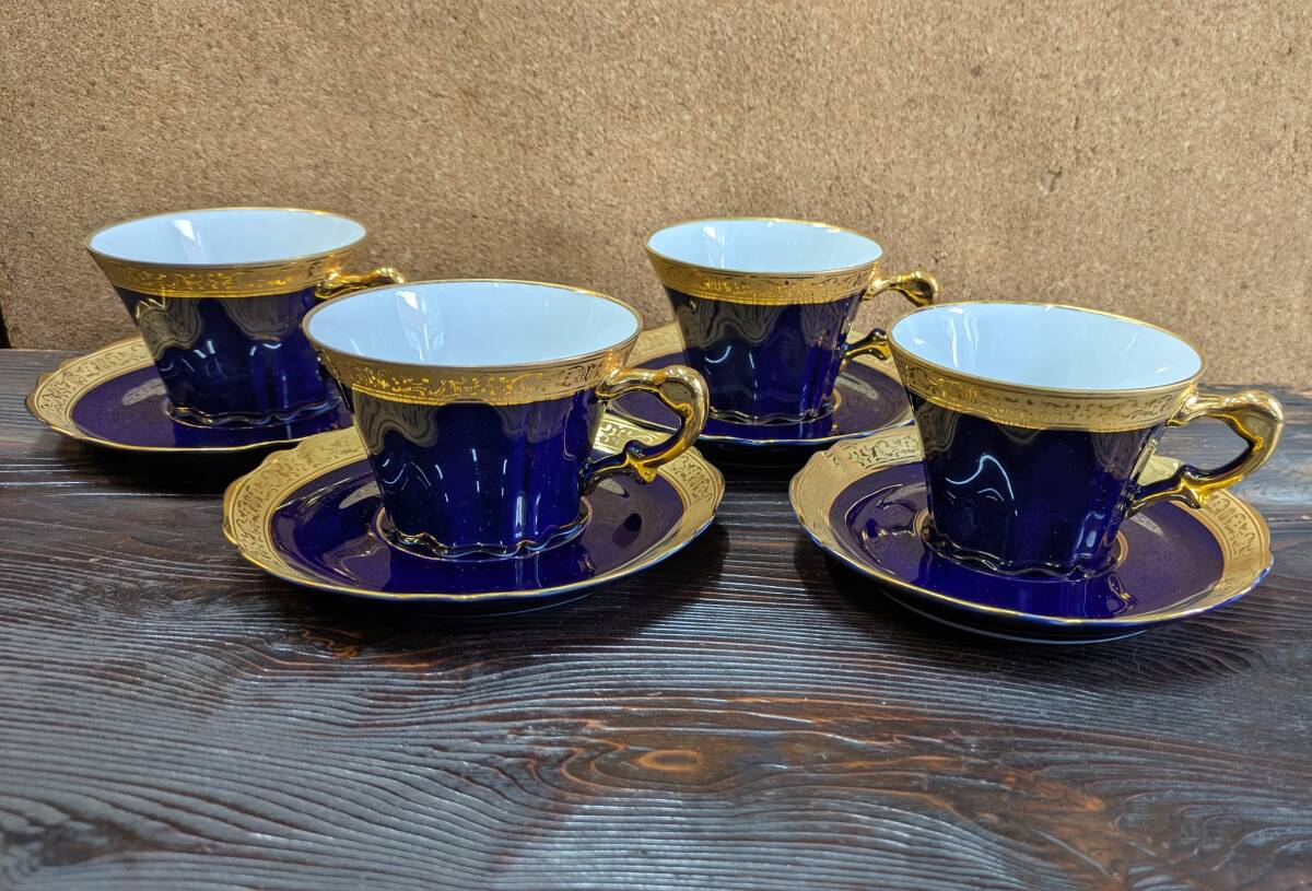◆LIMOGES リモージュ 金彩 カップ&ソーサー 4客 MADE IN FRANCE◆アンティーク ビンテージ