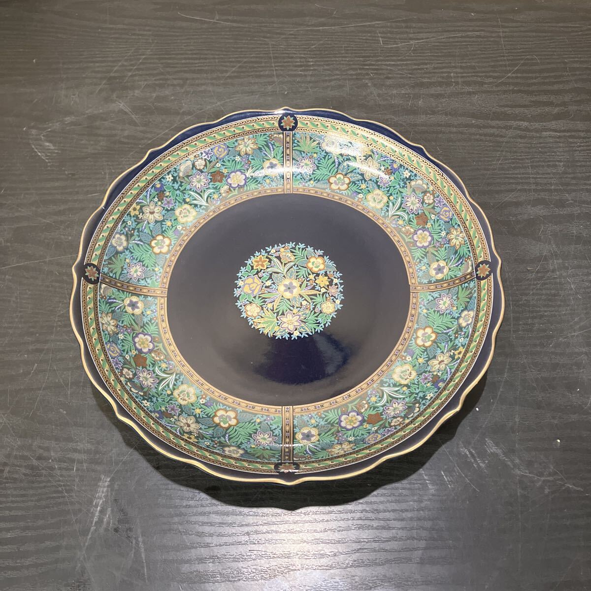 TKM960 美濃焼 前畑陶器 庫山窯 飾り皿 大皿 金彩 花柄 和食器 30cm