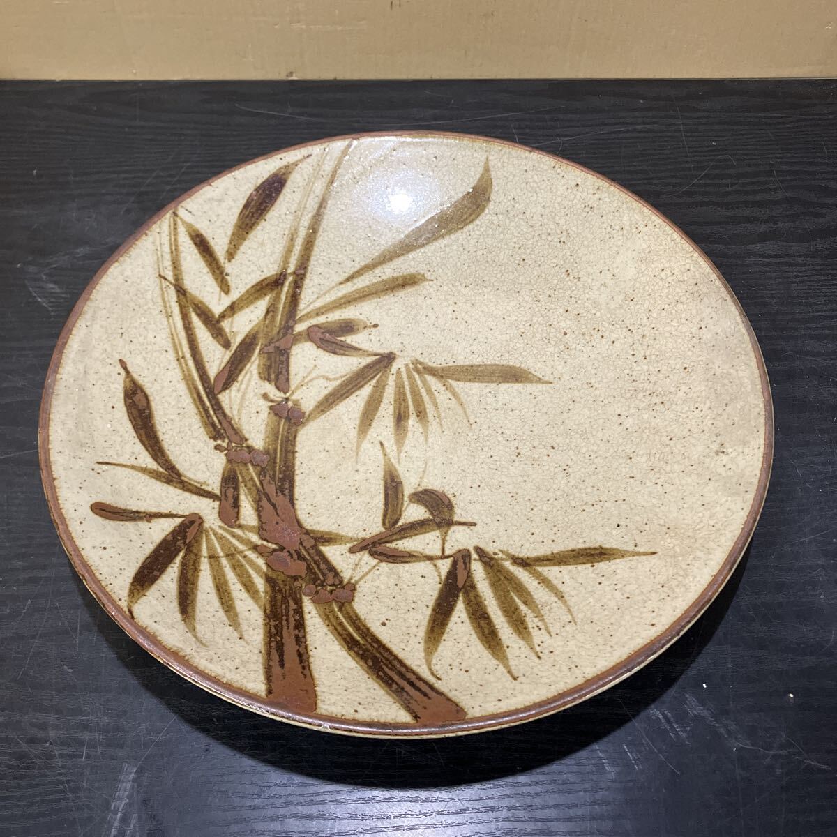TKM962 益子焼 大皿 飾り皿 和食器 陶器 骨董 37cm