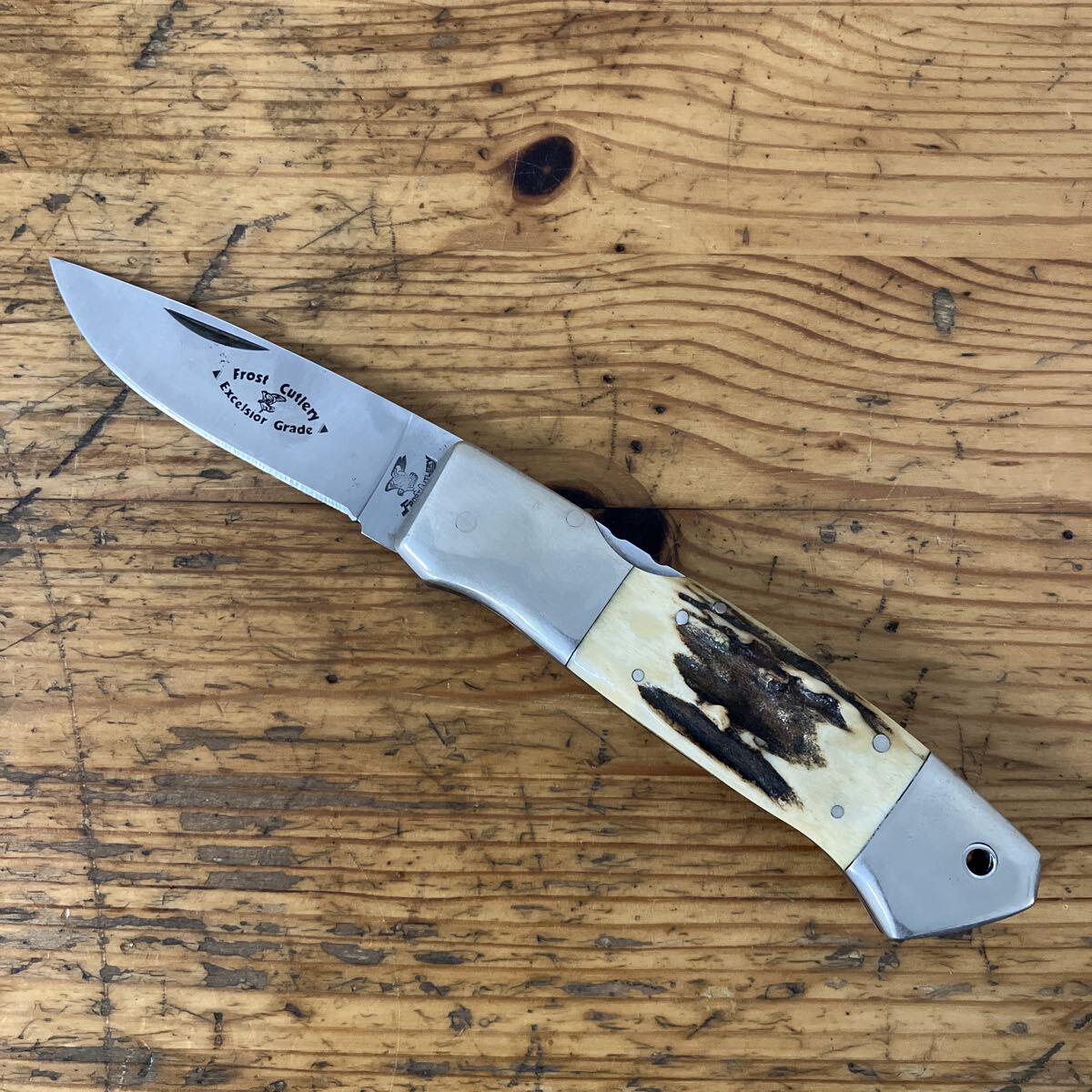 TKK437 FROST CUTLERY フロスト カトラリー 折りたたみナイフ 1980 SURGICAL STEEL スタッグハンドル