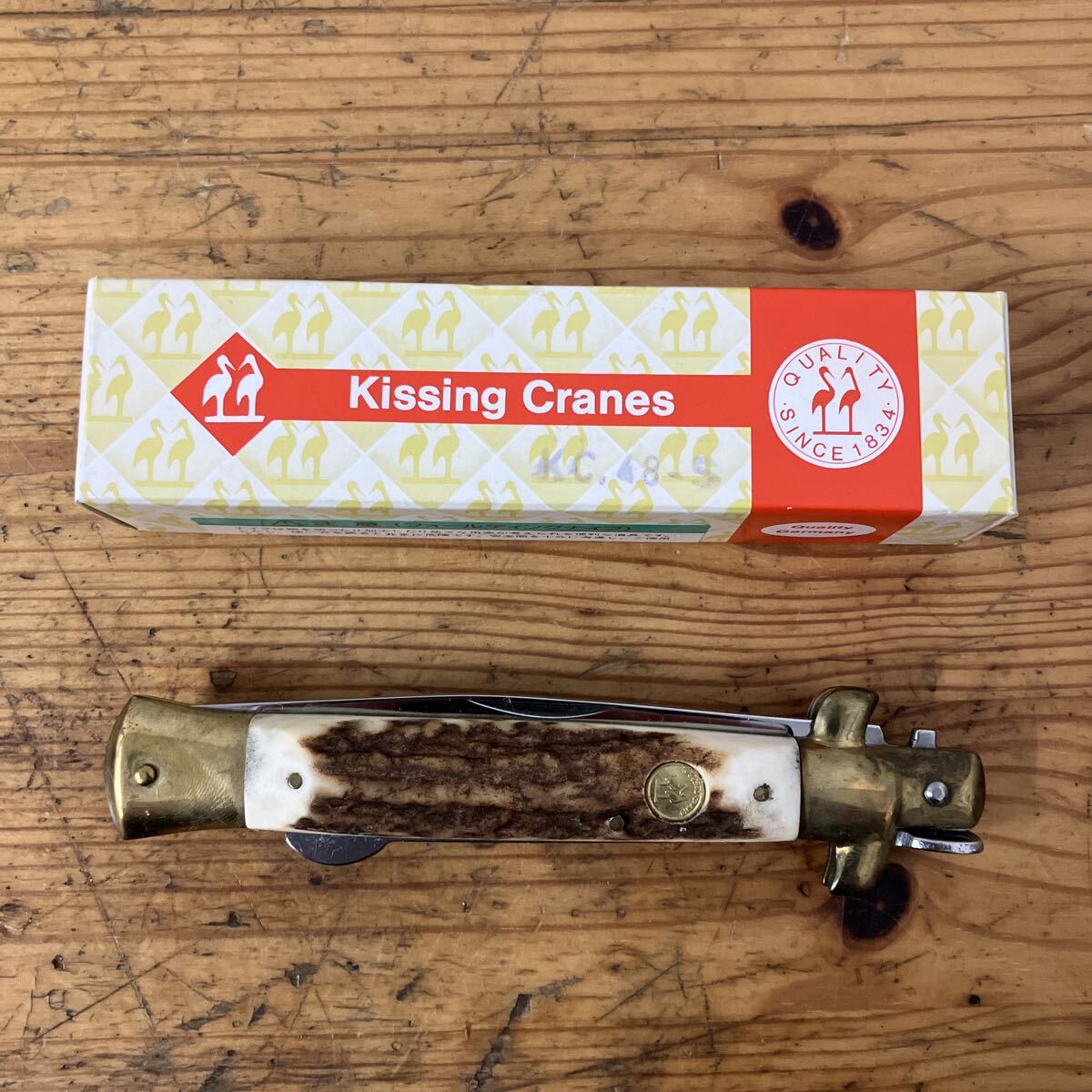 TKK438 KISSING CRANES KC-48 フォールディングナイフ スタッグハンドル 折りたたみナイフ Germany 箱付き