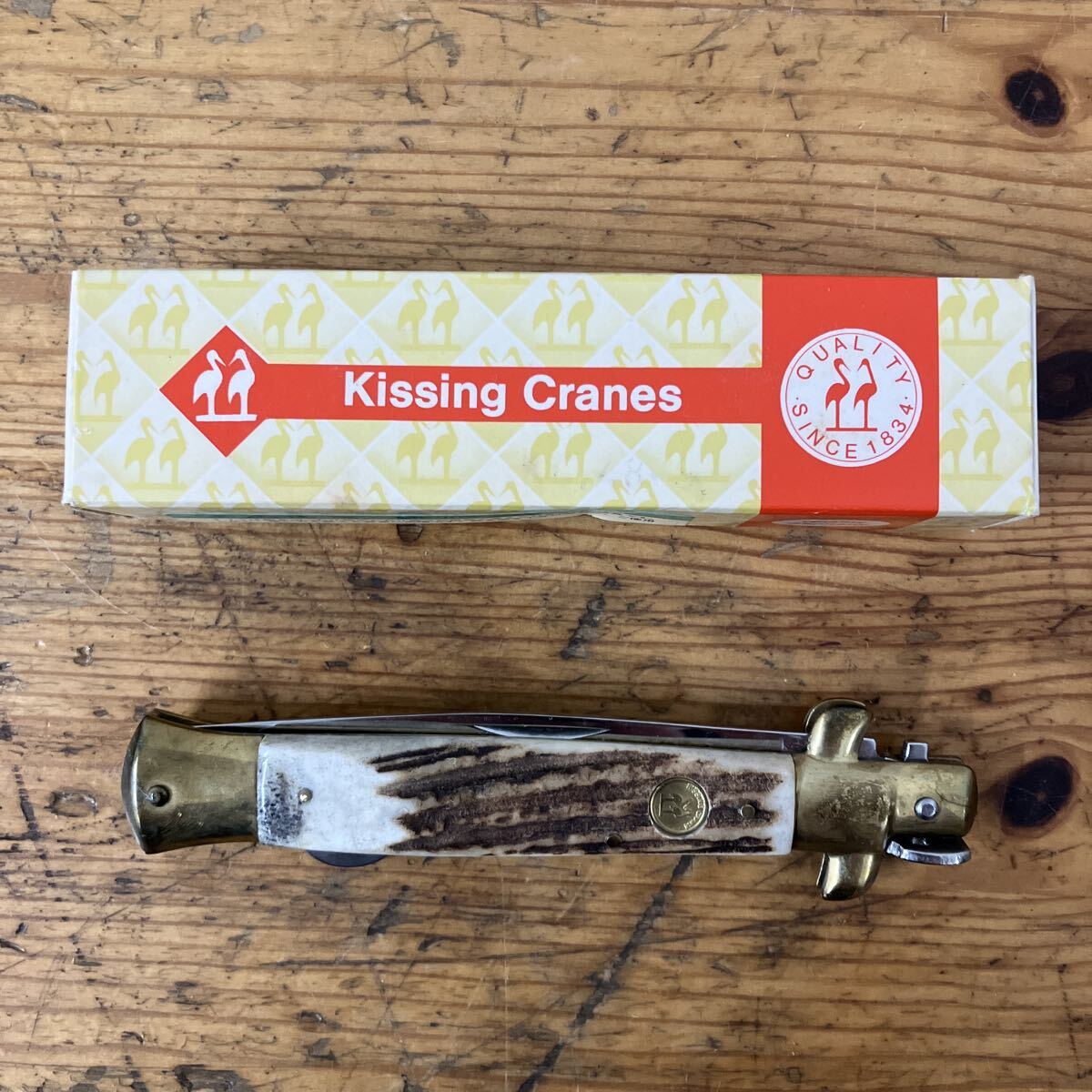 TKK440 KISSING CRANES KC-48 フォールディングナイフ スタッグハンドル 折りたたみナイフ Germany 箱付き