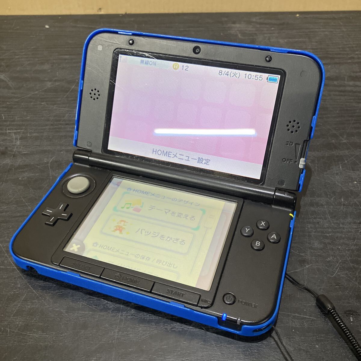 TKK457 Nintendo 3DS LL SPR-001 ブルー×ブラック ニンテンドー 任天堂 未初期化 動作品 カバー付き