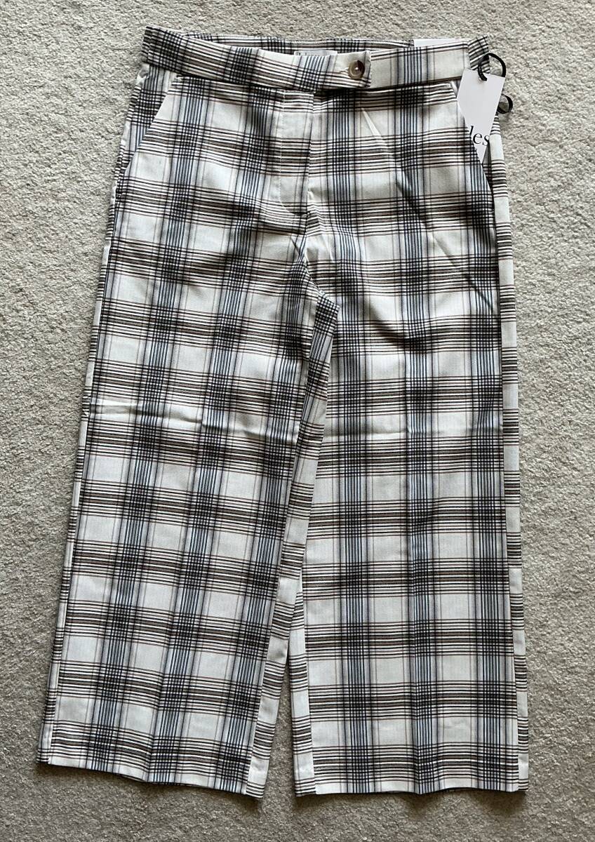 Jules&Leopoldジュールズ&レオポルド新品L♪秋色のチェック柄折り目があるストレッチワイドパンツ
