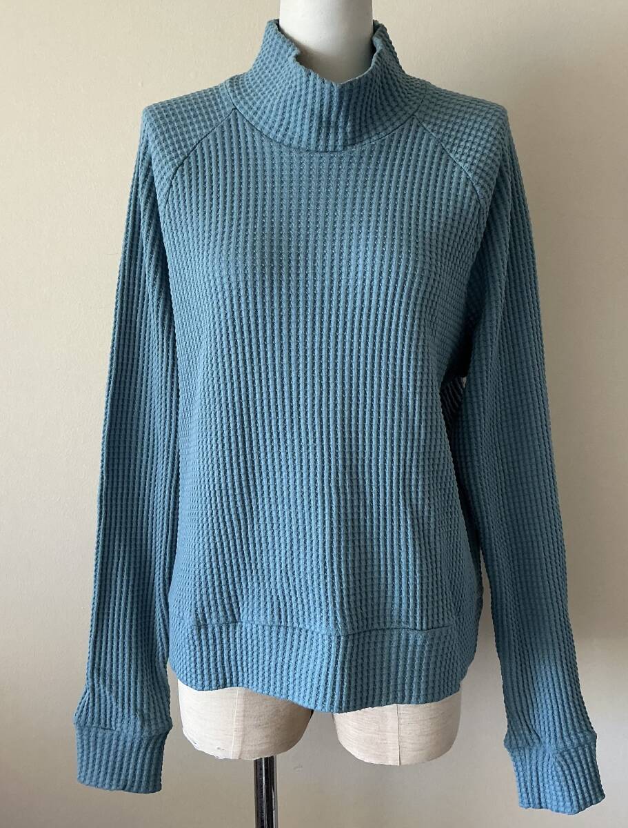 The North Faceノースフェイス新品M♪Algae Blue凹凸生地のロングスリーブトレーナー