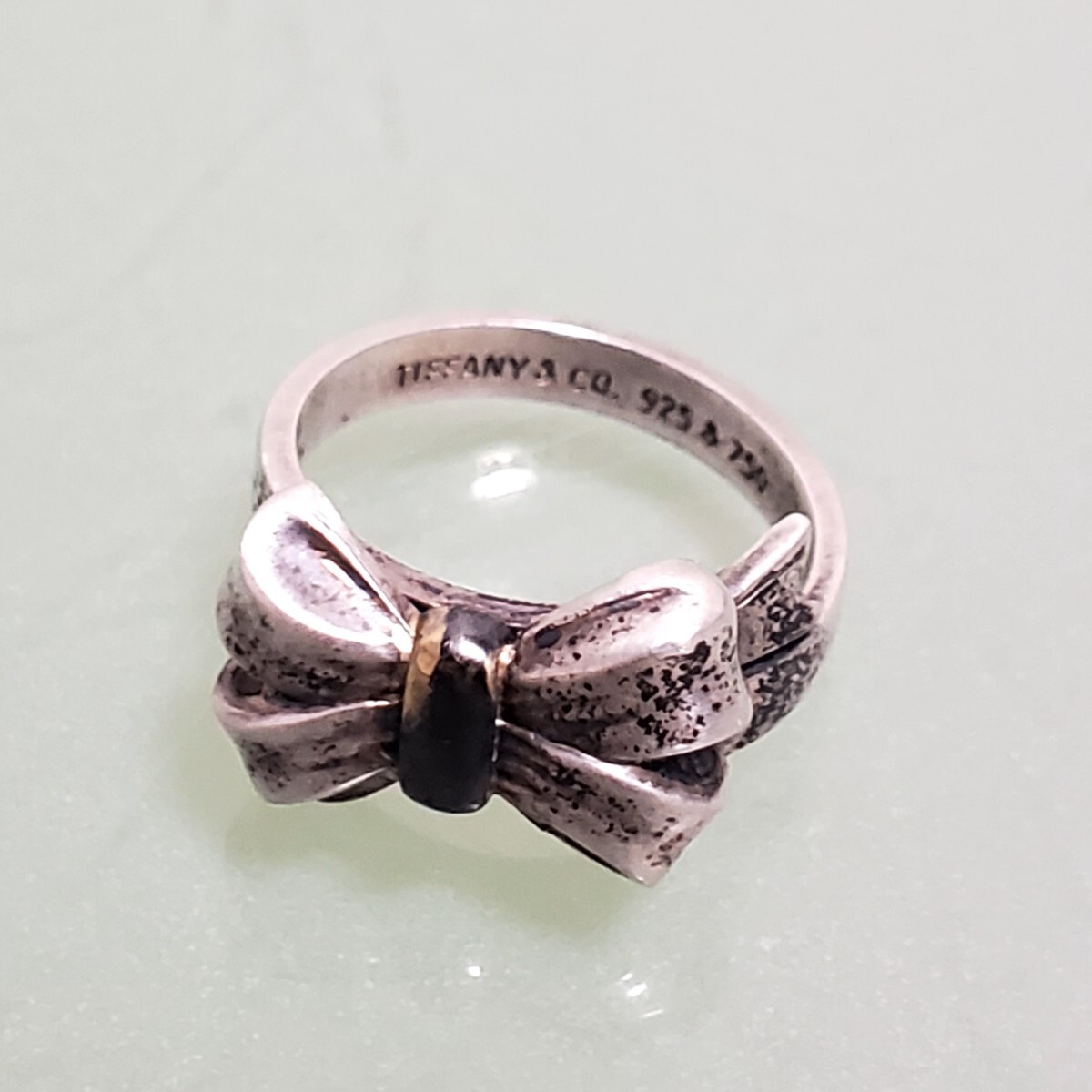 TIFFANY＆Co. ティファニー リング 指輪 約10号 アクセサリー 925 ＆ 750 コンビ シルバー リボン 装飾品 約6.2g