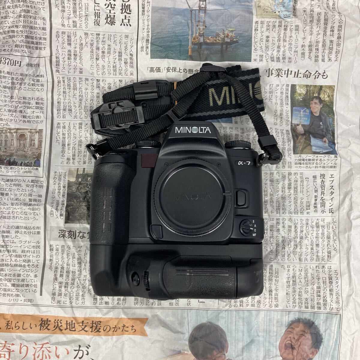 【A12】MINOLTA α-7 AF 一眼レフ フィルムカメラ ボディ VC-7 コントロールグリップ付き ジャンク品